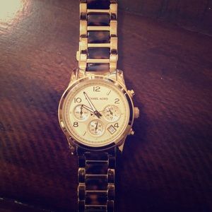 Michael Kors Tortoise/Gold Chronograph Watch